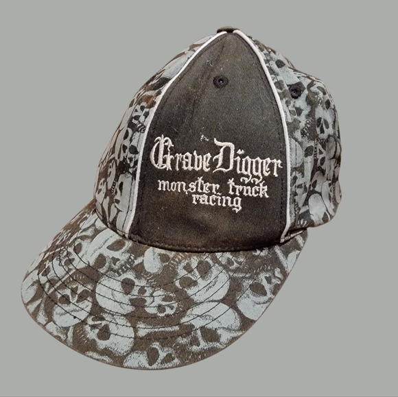 Grave Digger Cap Monster Jam Truck Racing Team Embroidered Hat Skeleton - Picture 1 of 6